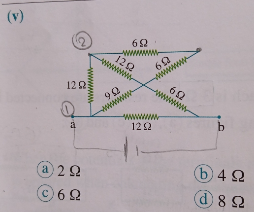 a2Ω b4Ω
Ⓒ6Ω ⓓ8Ω