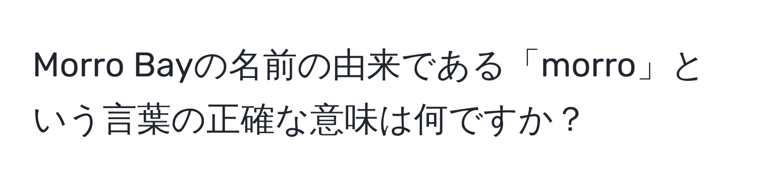 Morro Bayの名前の由来である「morro」という言葉の正確な意味は何ですか？