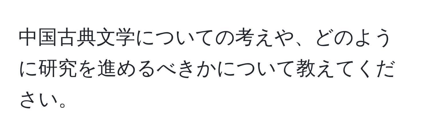 中国古典文学についての考えや、どのように研究を進めるべきかについて教えてください。