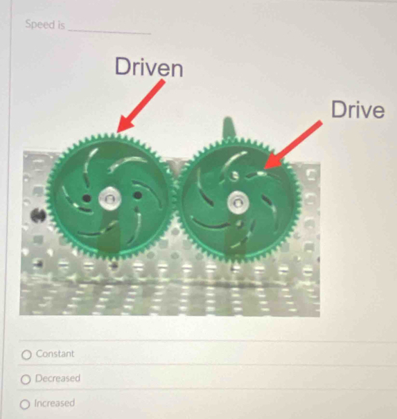 Speed is
Constant
Decreased
Increased
