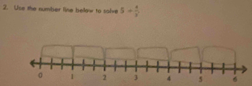 Use the number line below to salve 5+ 4/3 ,