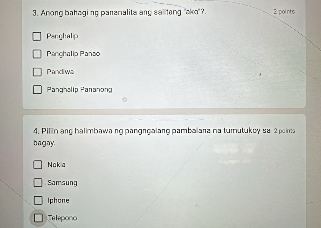 Solved: Anong bahagi ng pananalita ang salitang 