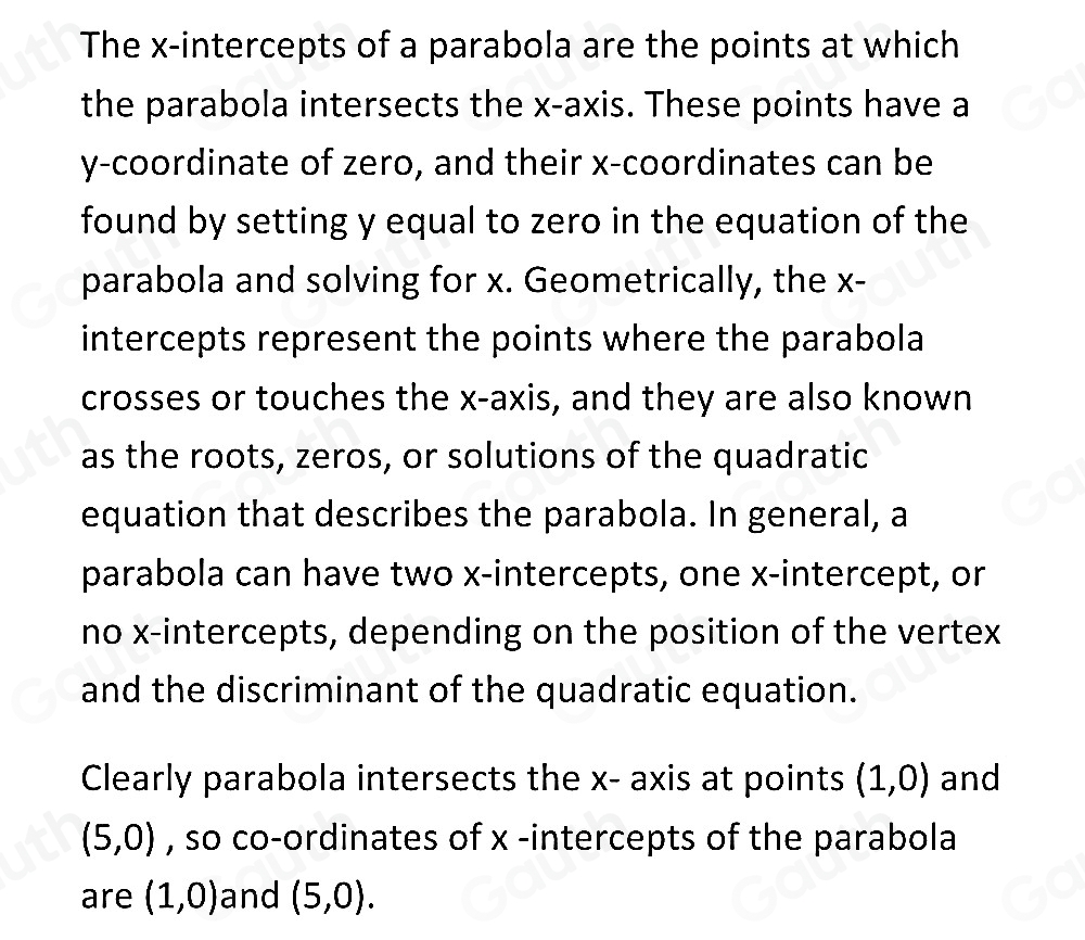 Solved: Using the graph, determine the coordinates of the x-intercepts ...