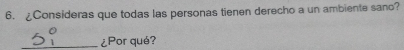 ¿Consideras que todas las personas tienen derecho a un ambiente sano? 
_¿Por qué?