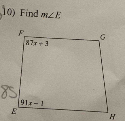 Find m∠ E