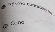 Prisma cuadrangular 
Cono