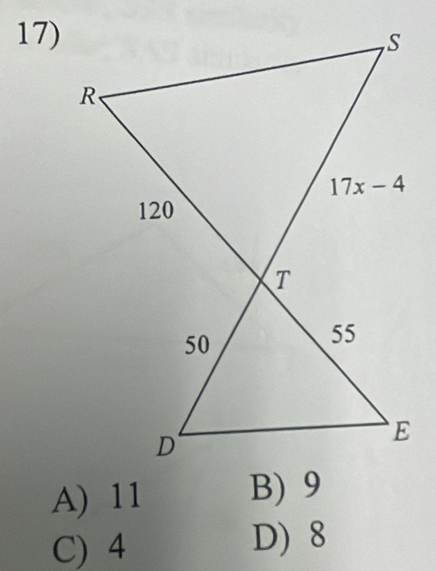 A) 11
C) 4
D) 8