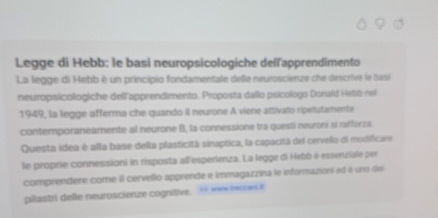 Risolto:Legge di Hebb: le basi neuropsicologiche dell'apprendimento La ...