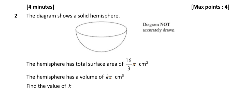 Solved: [4 minutes] [Max points : 4] 2 The diagram shows a solid ...