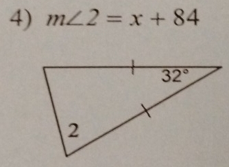 m∠ 2=x+84