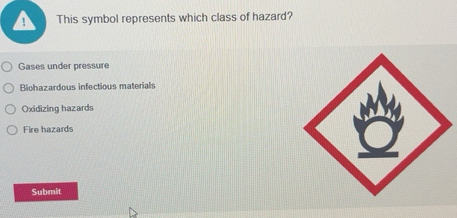 Gelöst:This symbol represents which class of hazard? Gases under ...