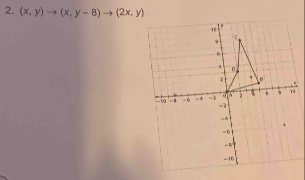 (x,y)to (x,y-8)to (2x,y)