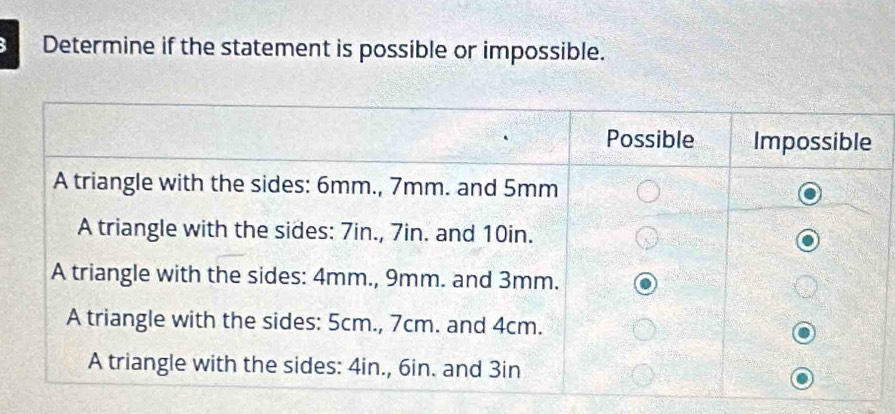 Determine if the statement is possible or impossible.