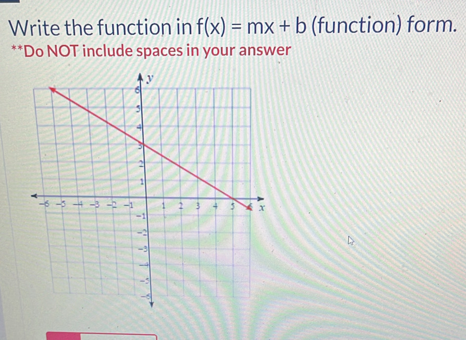 Write the function in f(x)=mx+b (function) form. 
**Do NOT include spaces in your answer