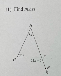 Find m∠ H.