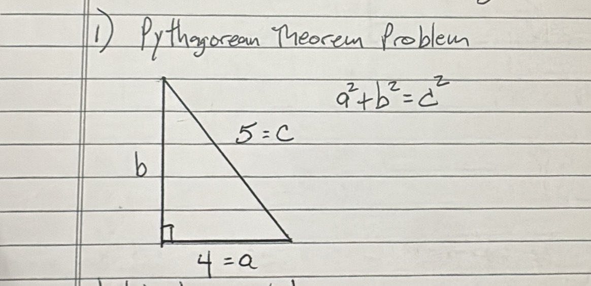 Pythogorean Theorem Problem
a^2+b^2=d^2