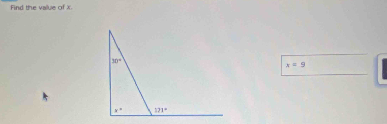 Find the value of x.
x=9