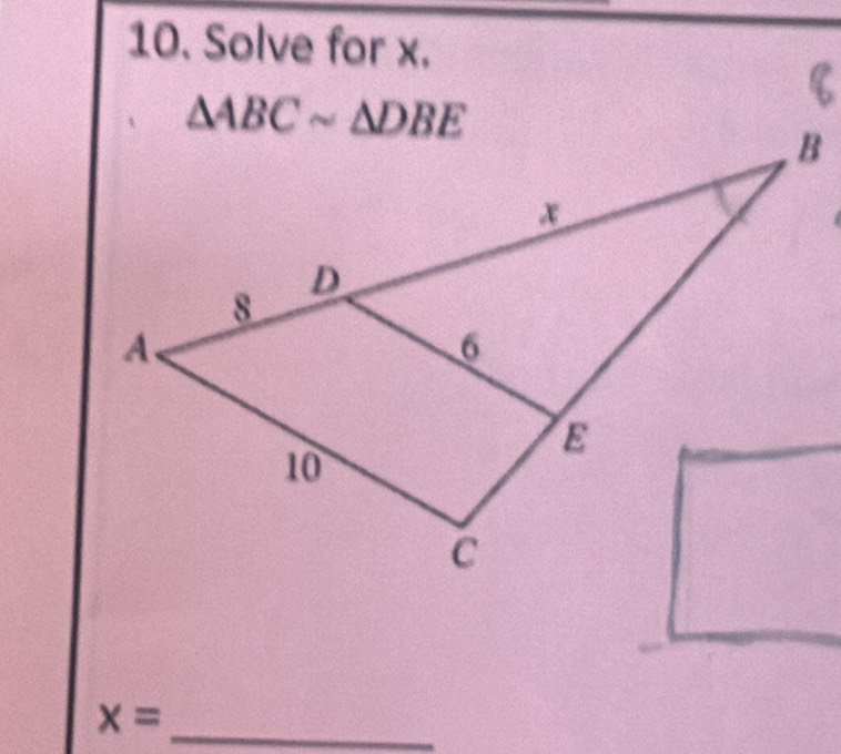 Solve for x.
x=
_