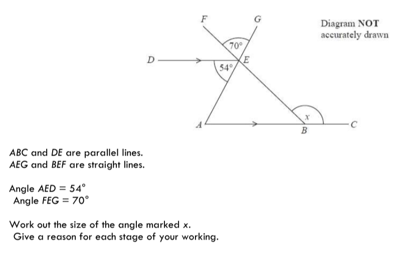Solved: Diagram NOT awn ABC and DE are parallel lines. AEG and BEF are ...