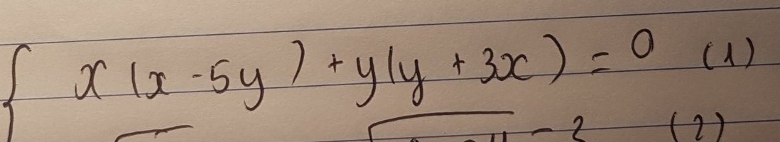  x(x-5y)+y(y+3x)=0(1)