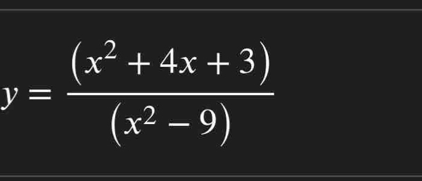 y= ((x^2+4x+3))/(x^2-9) 