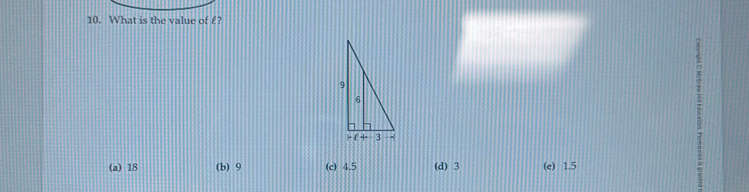 What is the value of £?
(a) 18 (b) 9 (c) 4.5 (d) 3 (e) 1.5
ξ