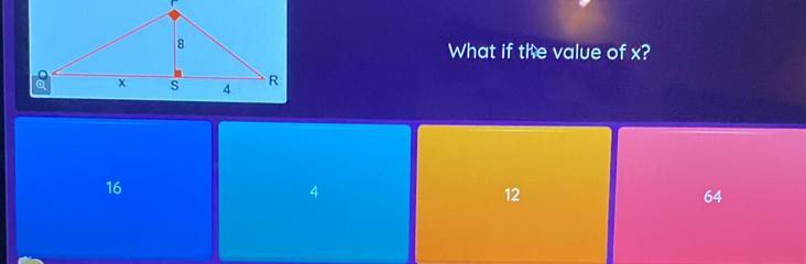 What if the value of x?
16
4
12
64