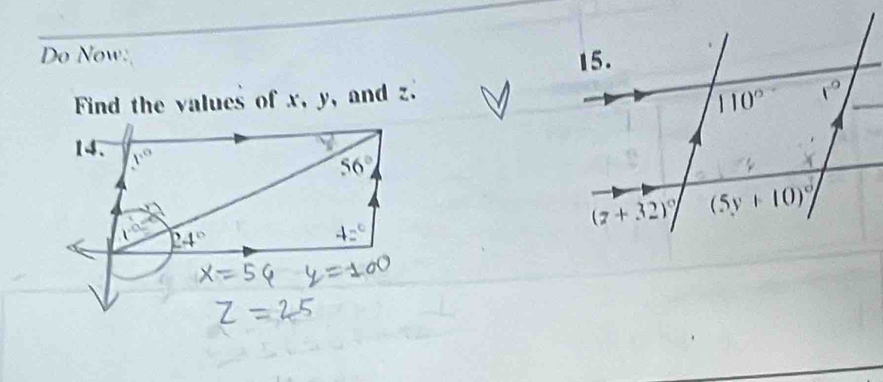 Do Now:
Find the values of x, y, and z.