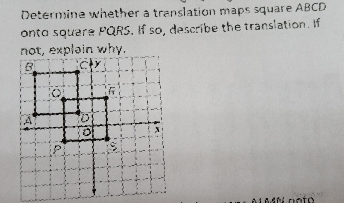 Determine whether a translation maps square ABCD onto square PQRS. If ...