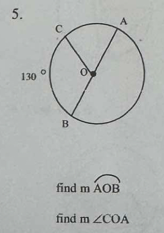 find moverline AOB
fīnd m∠ COA