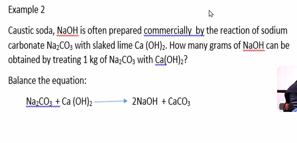 Solved: Example 2 Caustic soda, NaOH is often prepared commercially by ...