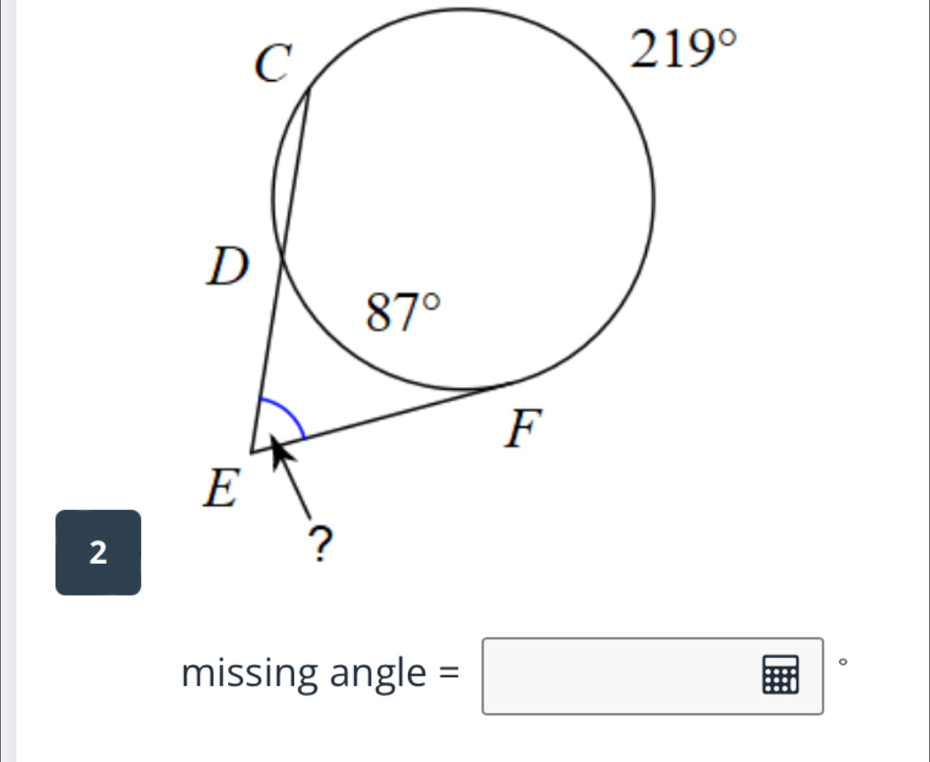 missing angle =□°