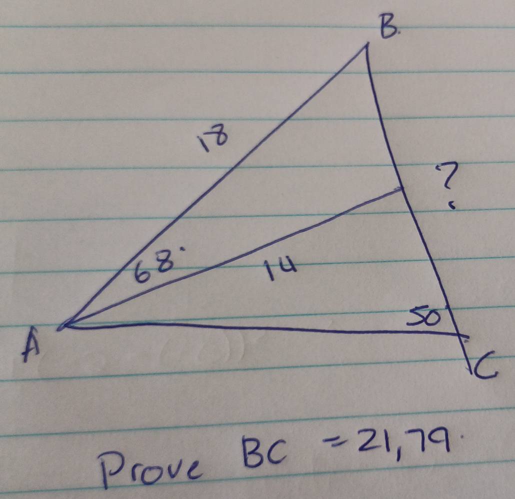 Prove
BC=21,79