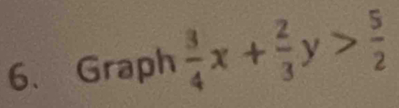 Graph  3/4 x+ 2/3 y> 5/2 