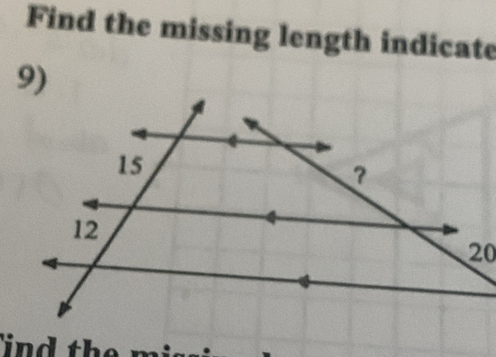 Find the missing length indicate 
9) 
ind the m