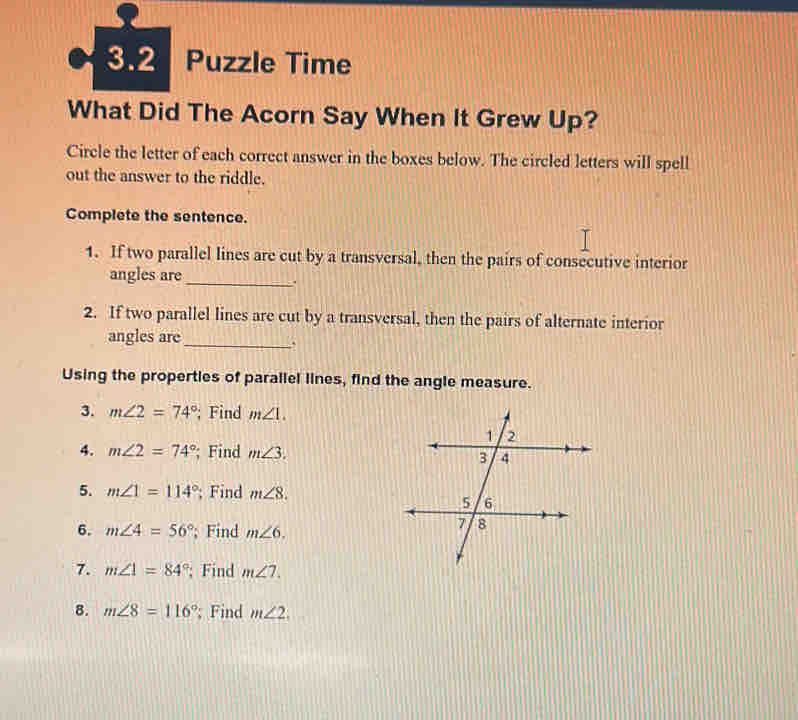 Solved: 3.2 . Puzzle Time What Did The Acorn Say When It Grew Up ...