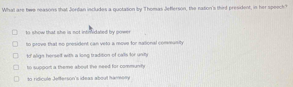 Solved: What are two reasons that Jordan includes a quotation by Thomas ...