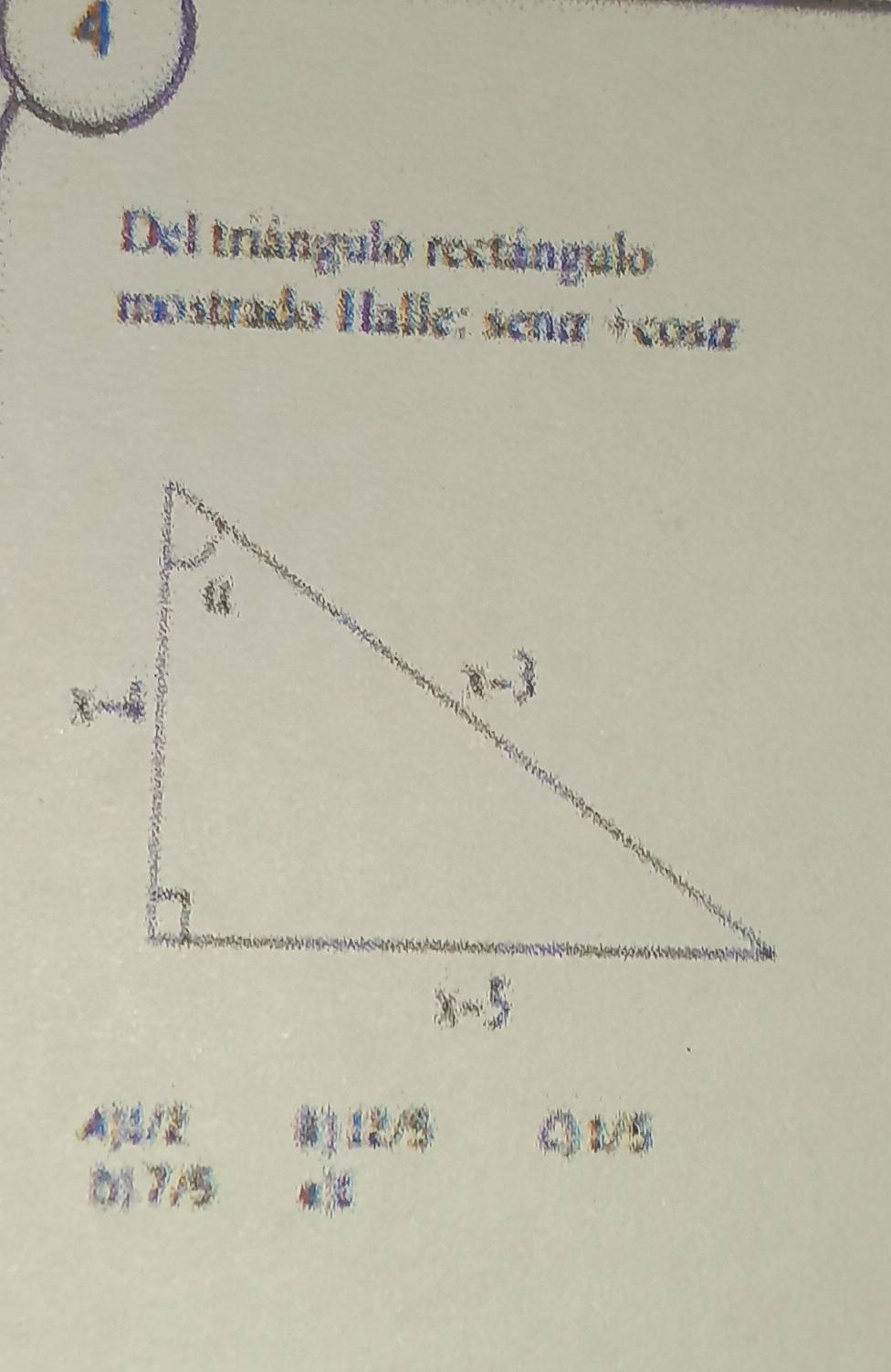 Del triángulo rectángulo 
mostrado Halle: senα +cosα
4) 12/9 √5
t 7/