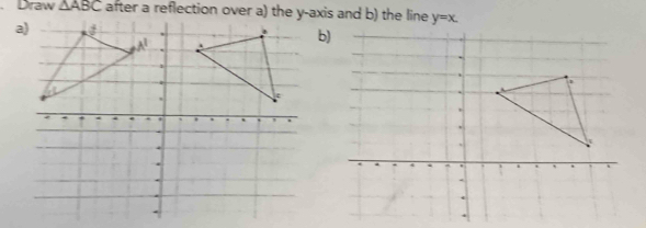 Draw △ ABC y=x. 
b)