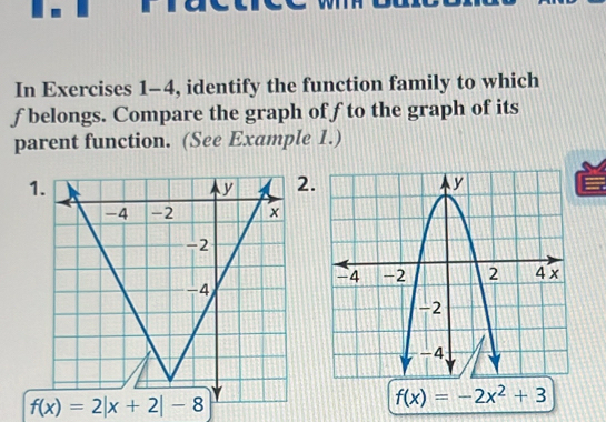 Solved: In Exercises 1-4, identify the function family to which f ...