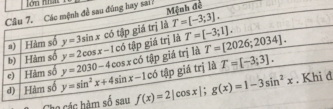 nh a    n  
ề
ay sai?
Cho các hđ