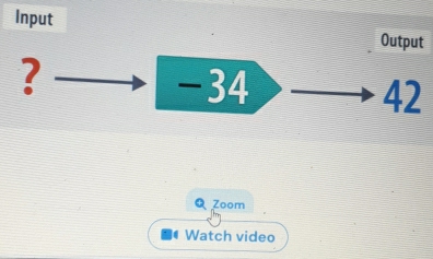 Input Output 
? -34 42
Q Zoom 
Watch video
