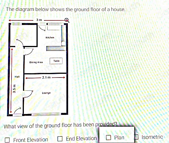 Solved: The diagram below shows the ground floor of a house. What view ...