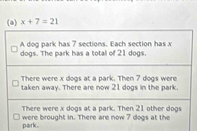 x+7=21
park.