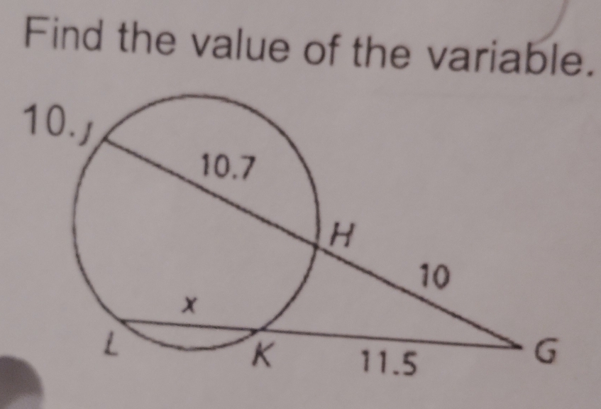 Find the value of the variable. 
10./