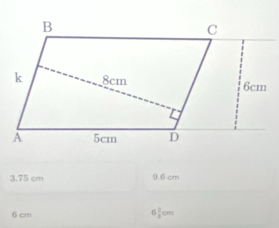 3. 75 cm 9.6 cm
6 cm 6 2/3 cm