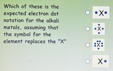 Solved: Which of these is the expected electron dot notation for the ...