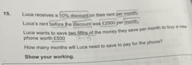 Solved: Luca receives a 10% discount on their rent per month Luca's ...