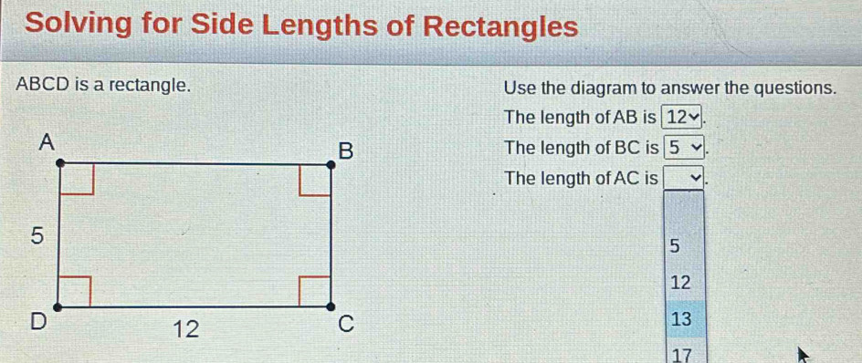 Solved: Solving for Side Lengths of Rectangles ABCD is a rectangle. Use ...