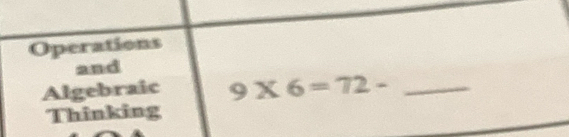 Operations 
and 
Algebraic 9* 6=72- _ 
Thinking